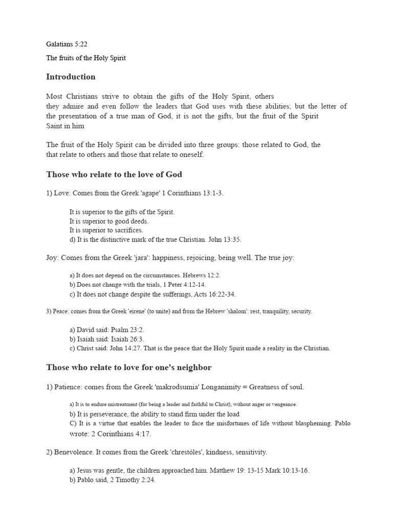 The Fruits of The Holy Spirit | PDF | Fruit Of The Holy Spirit ...