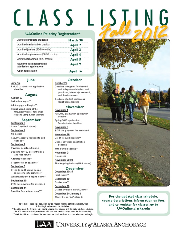Uaa 2012 Fall Class Listing Student Financial Aid In The - 