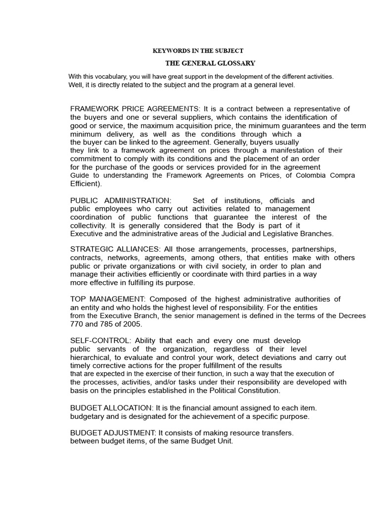 Glossary of Public Administration Terms | PDF | Budget | Capacity Building