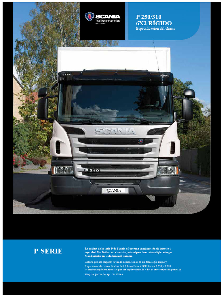 Especificaciones Scania P 250/310 Rígido 6X2 | PDF | Eje | Camión