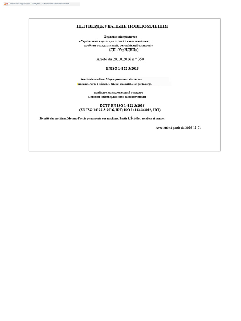 Norme EN ISO 14122-3:2016 Sécurité Machines | PDF | Organisation ...