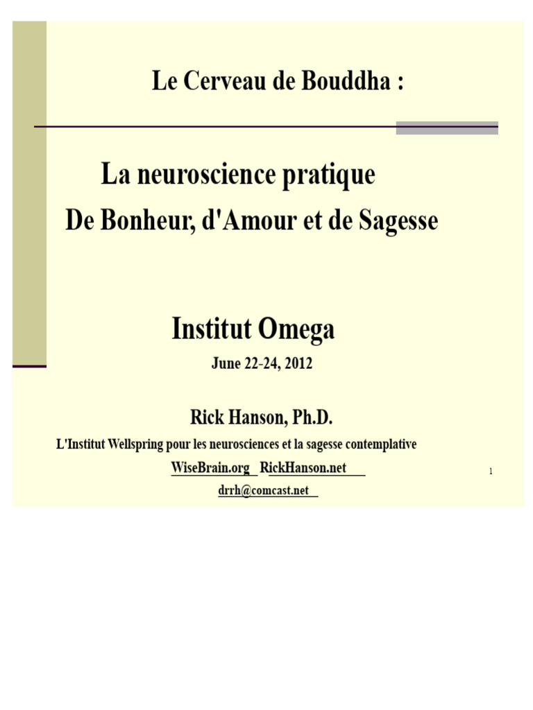 Neurosciences et pleine conscience : changer son cerveau | PDF ...