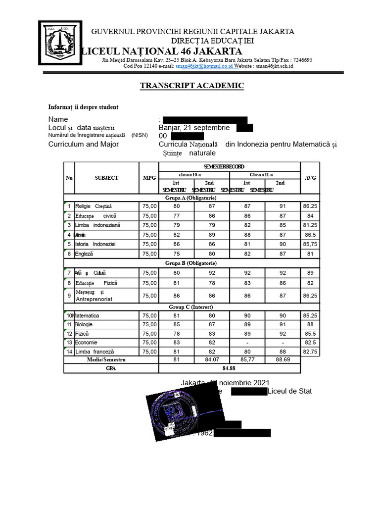 2 - Transcript Academic - SMA | PDF