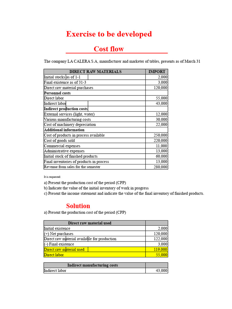 Cost Flow Analysis for LA CALERA S.A. | PDF | Cost Of Goods Sold ...