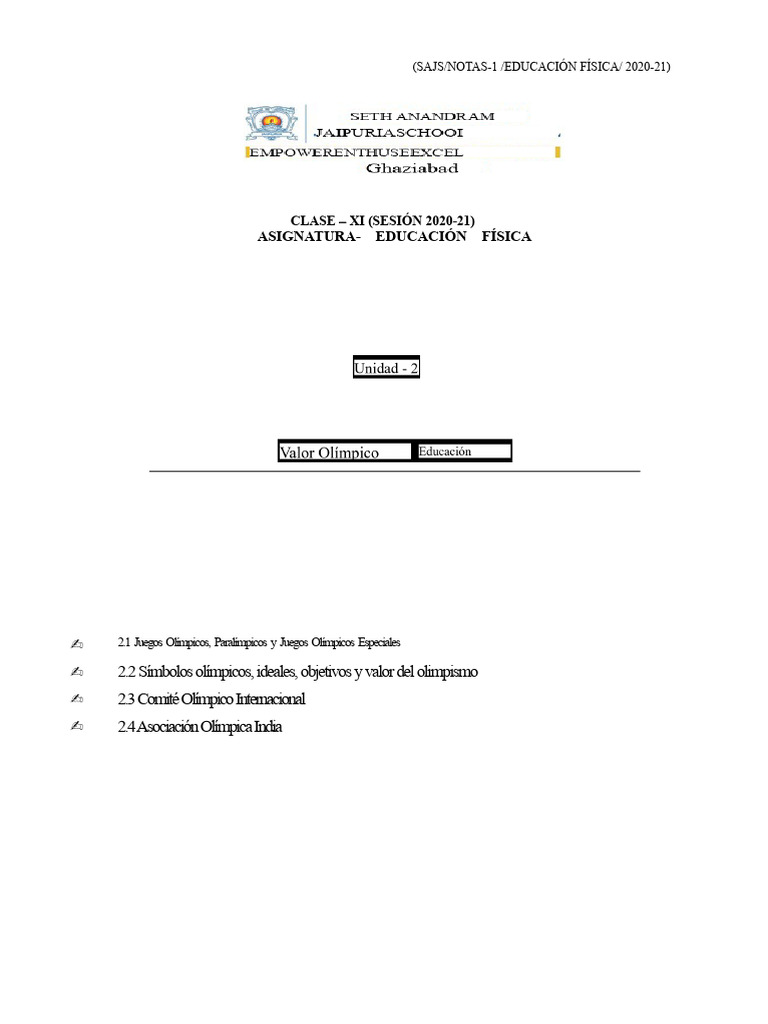 Historia y Valores de los Juegos Olímpicos | PDF | Juegos olímpicos ...