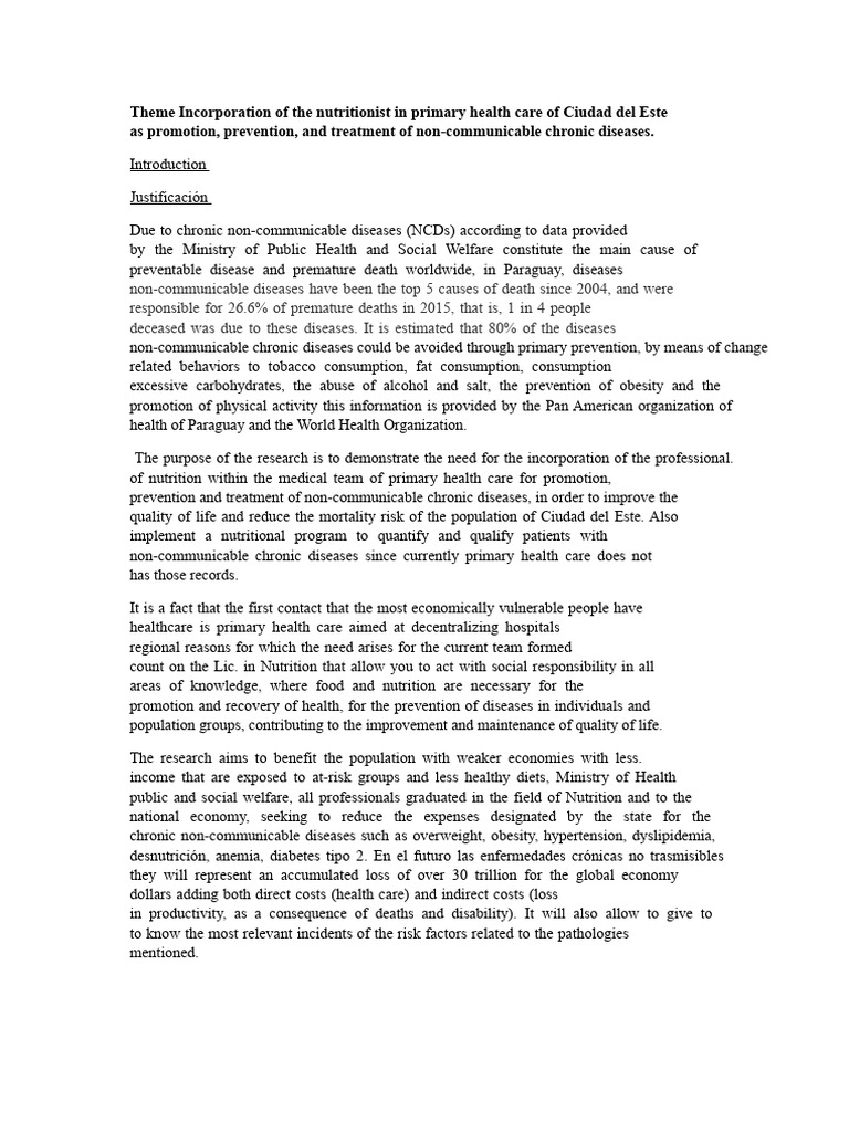 Justification | PDF | Chronic Condition | Preventive Healthcare