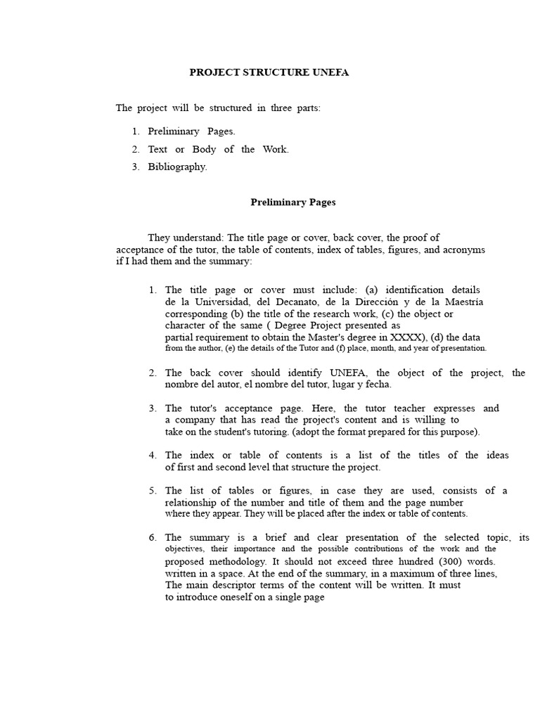 UNEFA Project Structure Guide | PDF | Methodology | Bibliography