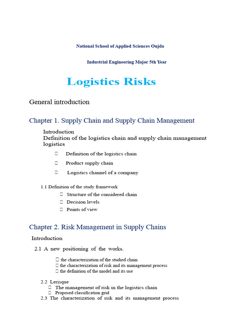 Logistics Risk Management in Supply Chains | PDF | Supply Chain ...