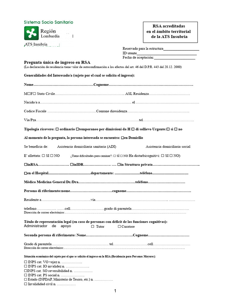 Módulo Único de Acceso RSA ATS Insubria | PDF