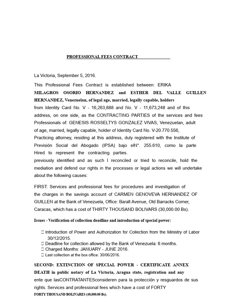 Professional Fees Contract 2 | PDF | Lawyer | Fee