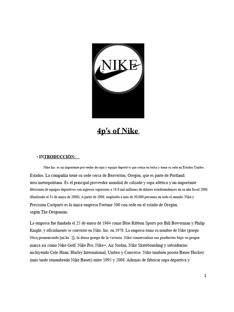 4 P's de Nike | PDF | Nike | Marketing