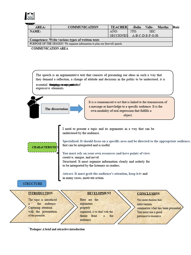Sheet No. 1 We Prepare for an Oral Speech | PDF | Communication