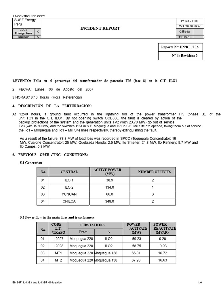Power Transformer Fault Incident Report | PDF | Electrical Engineering ...