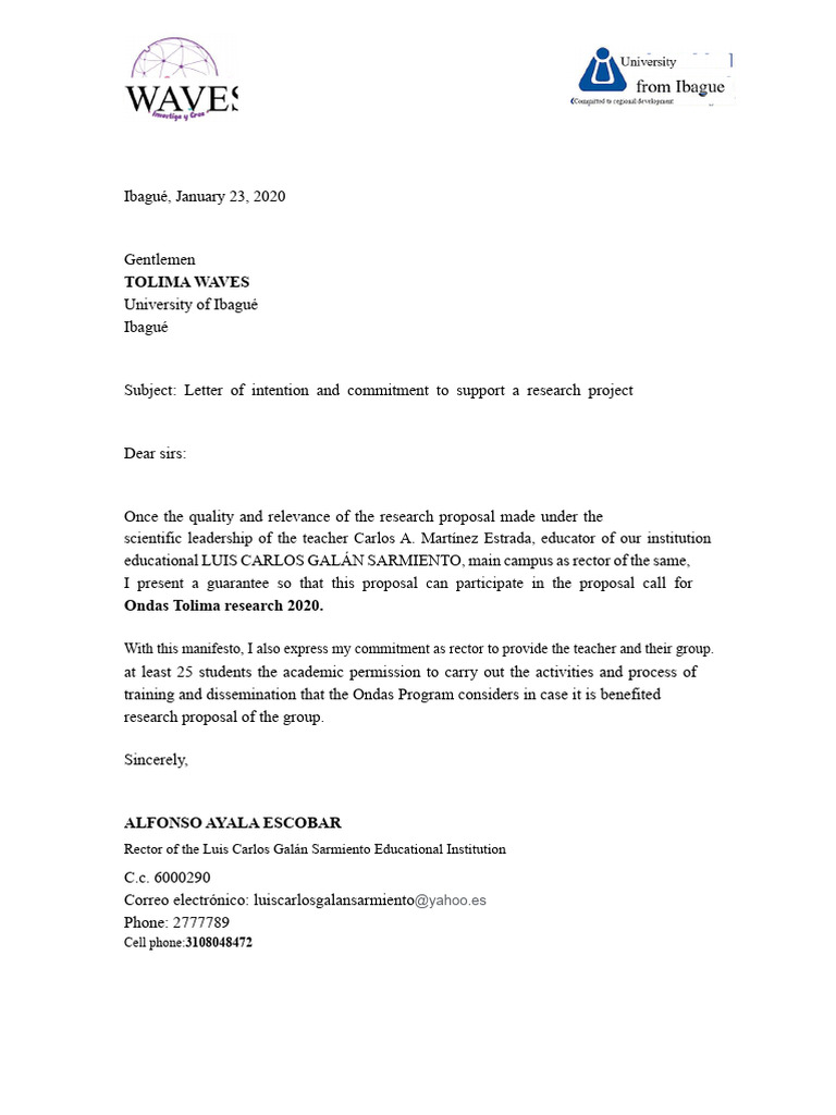Annex 2. Letter of intent and commitment from the rector(a) | PDF