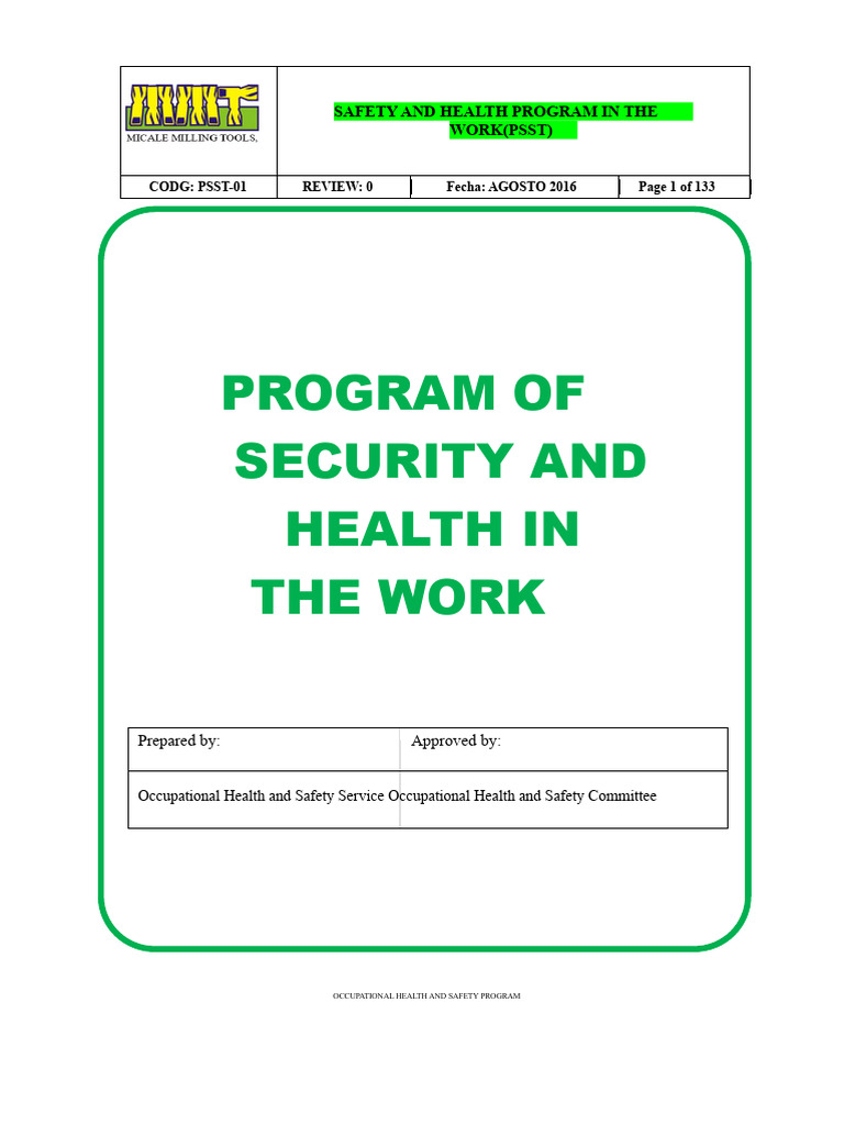 Occupational Health and Safety Program (PSST) | PDF | Occupational ...