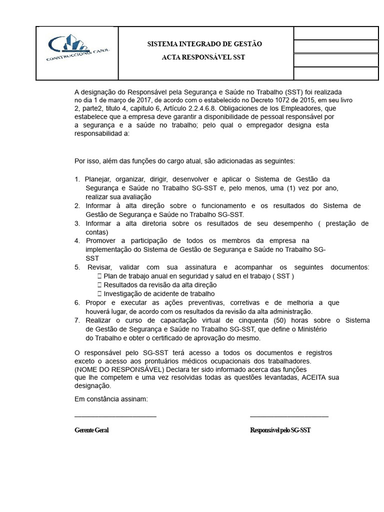 ATO DE DESIGNAÇÃO ENCARGADO DO SIG | PDF
