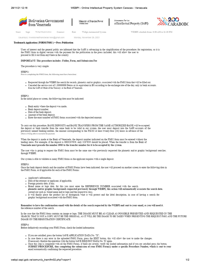 WEBPI - Online Intellectual Property System Caracas - Venezuela | PDF ...