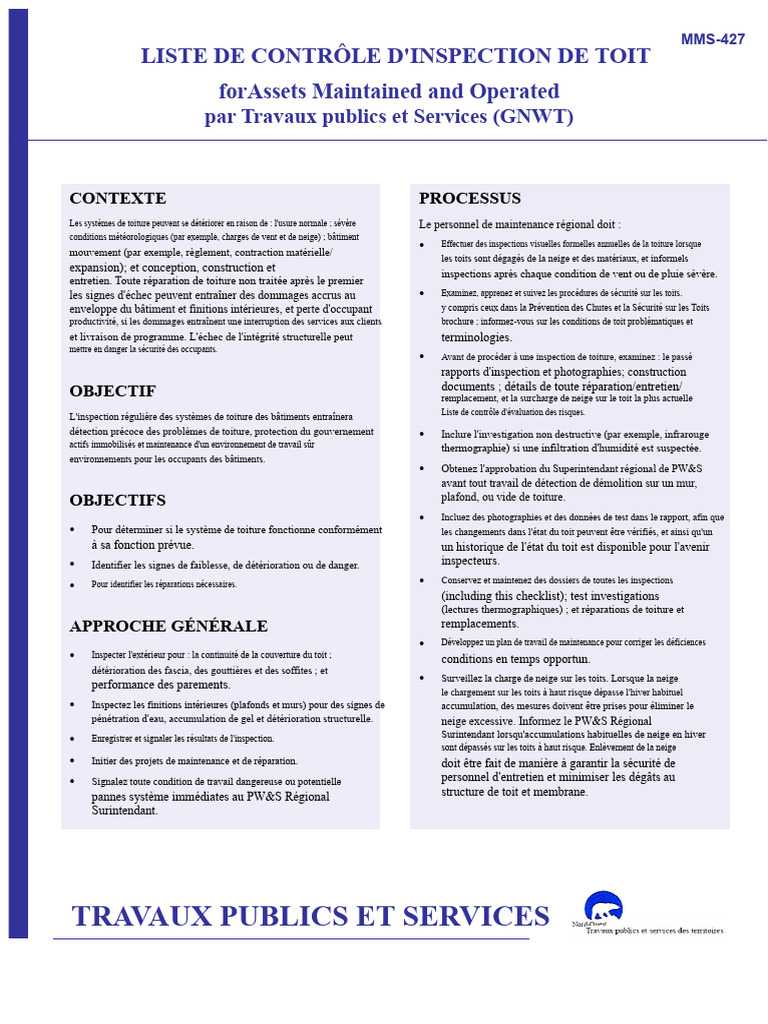 Liste de Contrôle d'Inspection de Toit | PDF | Toit | Thermographie