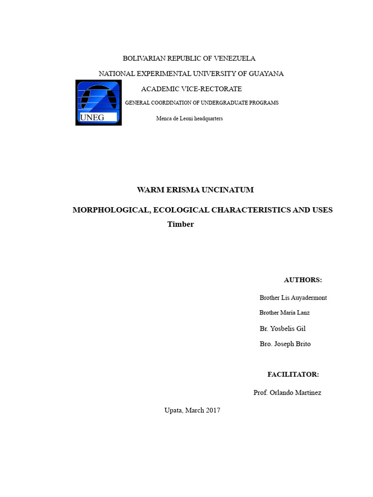 Erisma Uncinatum Work Warm | PDF | Trees | Wood