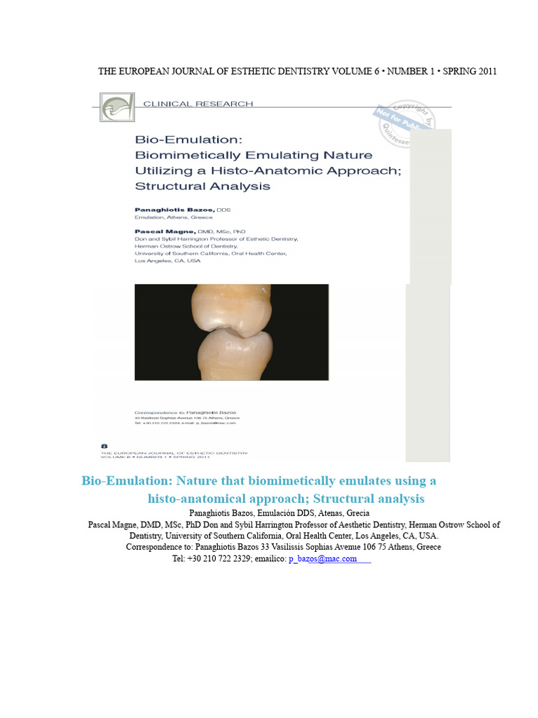 Bio-Emulation in Aesthetic Dentistry | PDF | Tooth Enamel | Dentin