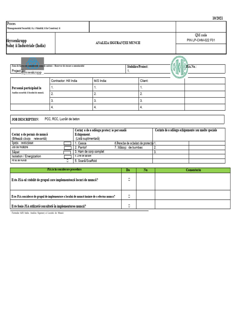 JSA Pentru RCC, PCC Și Beton | PDF