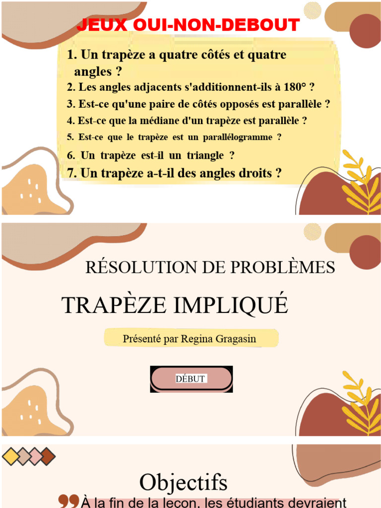 Propriétés et problèmes sur le trapèze | PDF