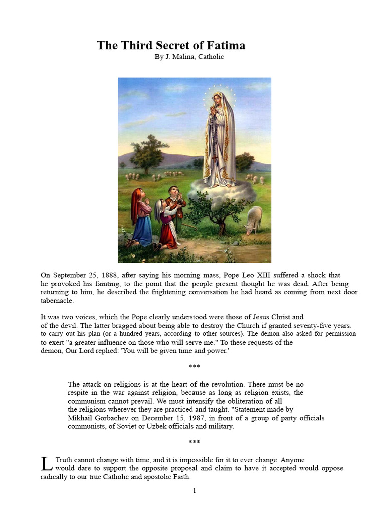 The Third Secret of Fatima | PDF | Baptism | Catholic Church