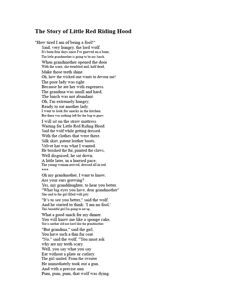 The Story of Little Red Riding Hood by Roald Dahl | PDF