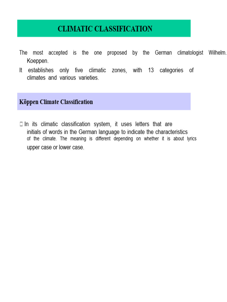 Koeppen Climate Classification Overview | PDF | Rain | Atmosphere