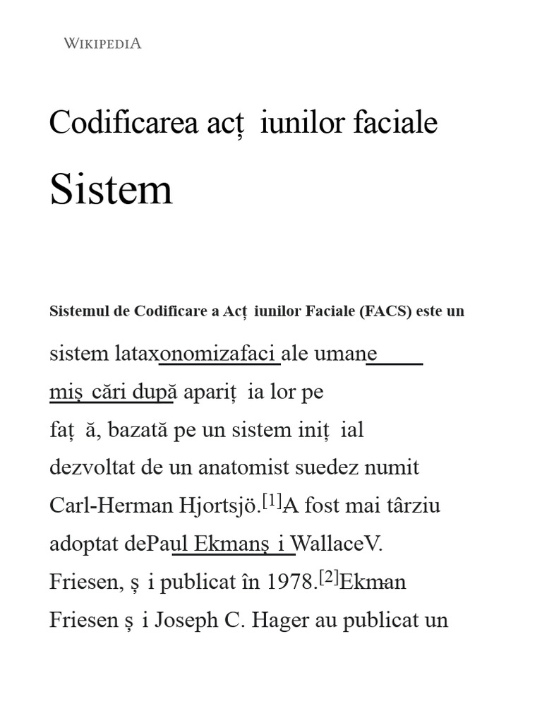 Sistemul de Codificare A Acțiunilor Faciale | PDF