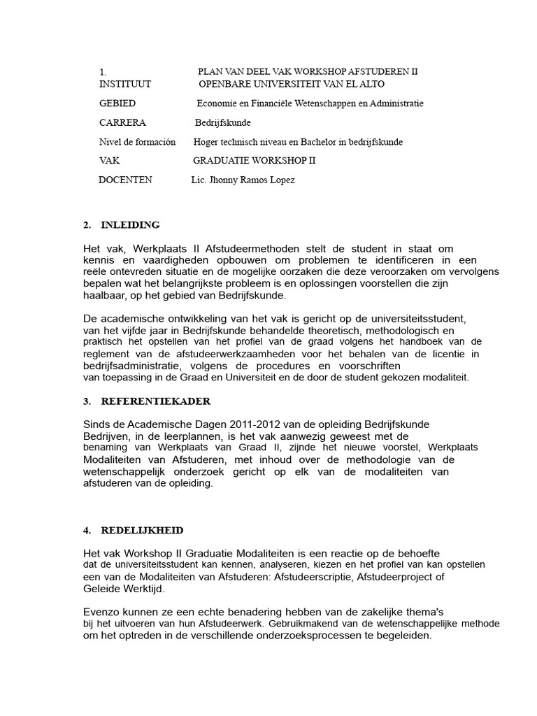 Plan Workshop Graduation Ii | PDF