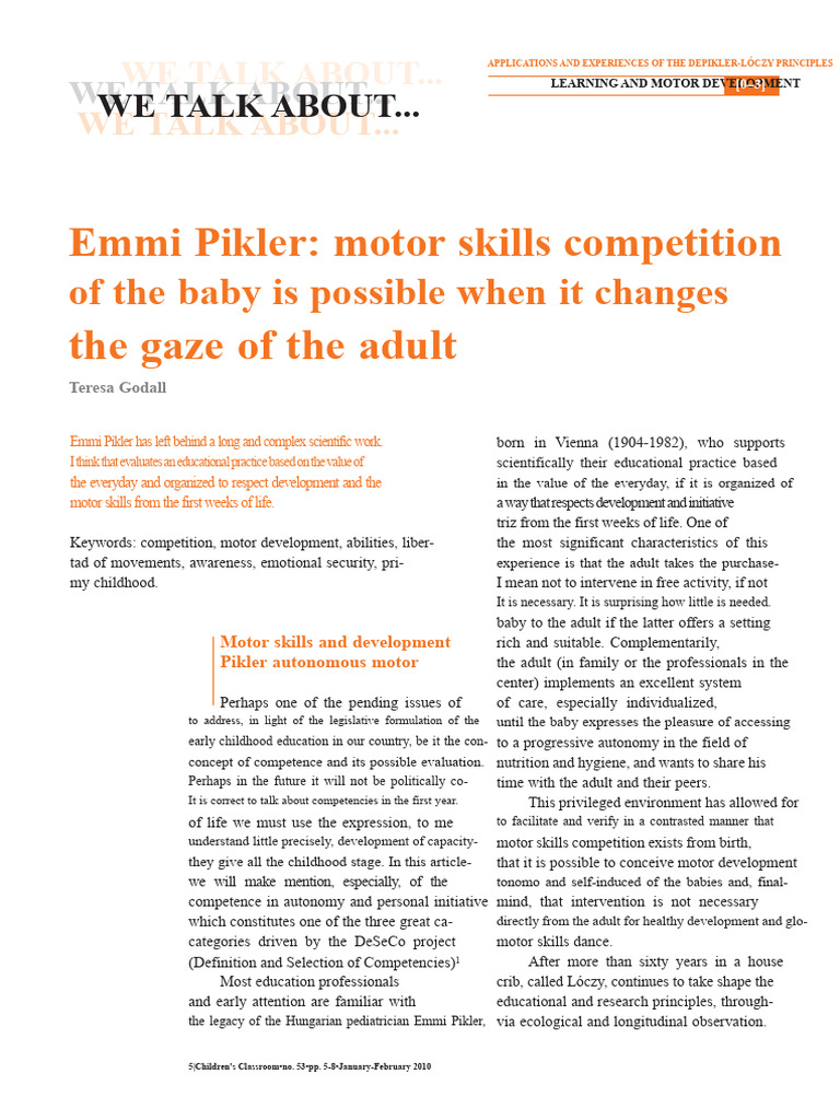 Pikler-Lóczy Principles in Motor Development | PDF | Perception ...
