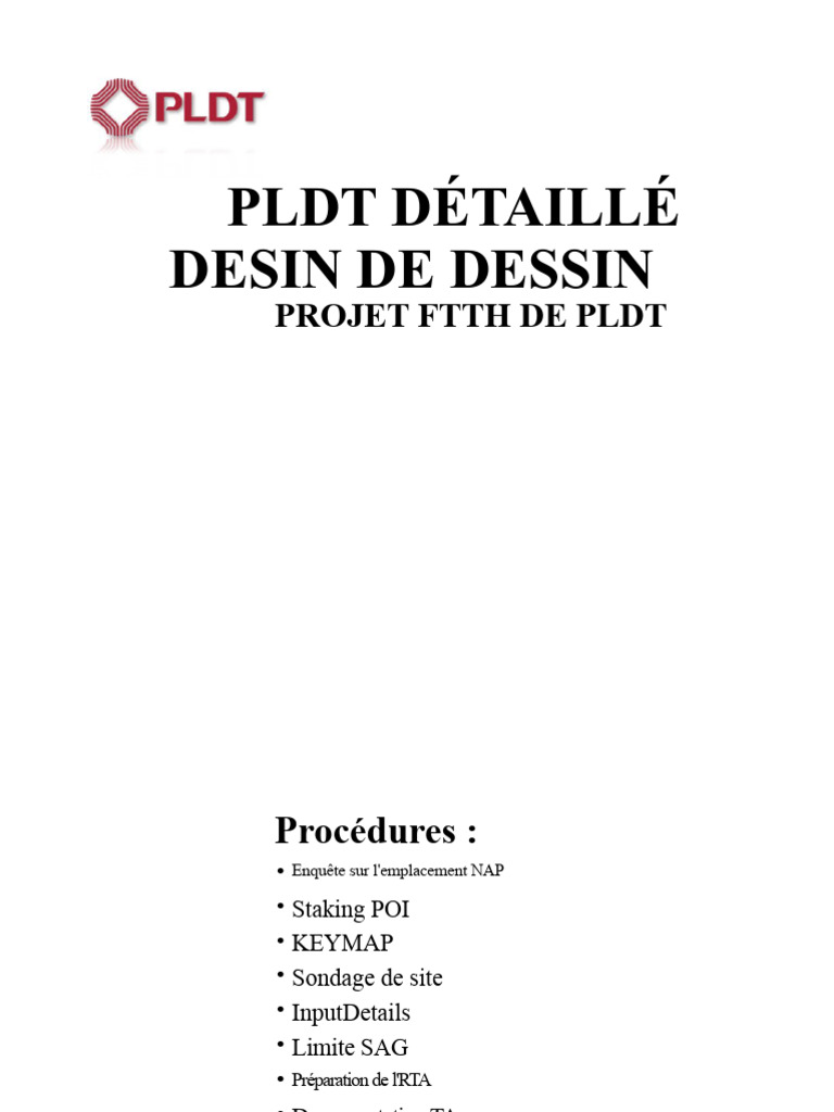 Projet FTTH PLDT : Guide de Dessin et Procédures | PDF