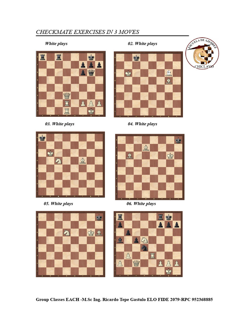 Checkmate in 3 Moves 24 Exercises | PDF