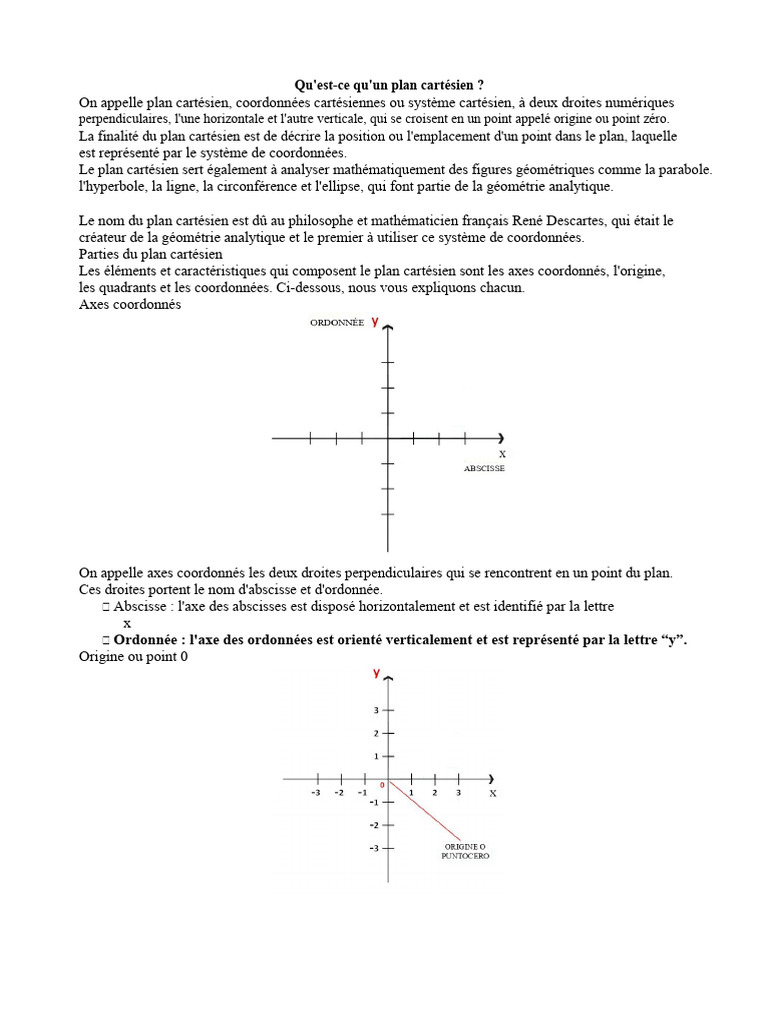 Comprendre le plan cartésien en mathématiques | PDF | Coordonnées ...