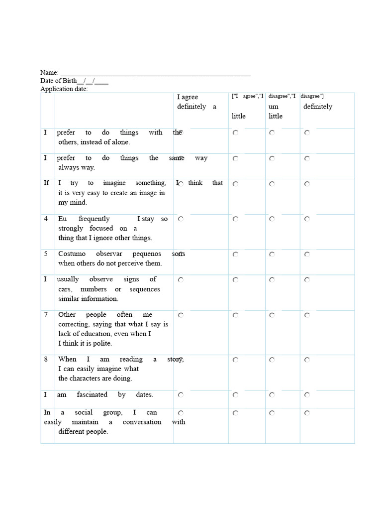Autism Spectrum Test Scoring Guide | PDF | Autism | Medical Diagnosis