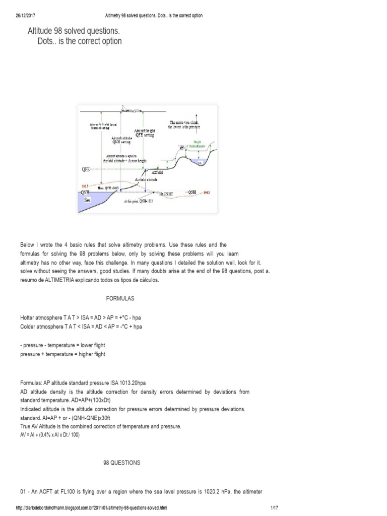 Altitude 98 Resolved Questions. | PDF | Altitude | Applied And ...