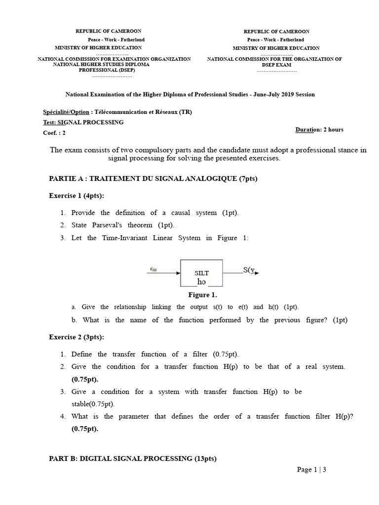 DSEP Signal Processing Exam 2019 | PDF | Sampling (Signal Processing ...