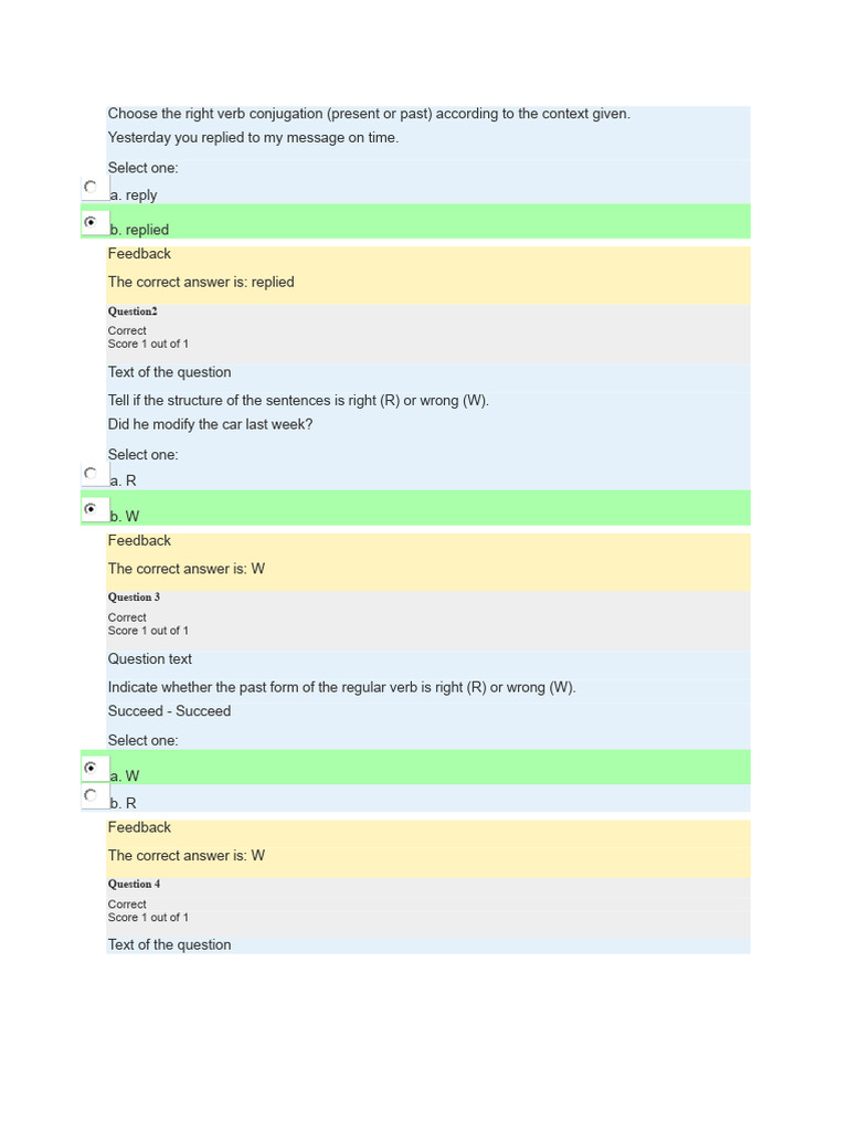 Verb Conjugation and Sentence Structure Quiz | PDF | Question | Verb