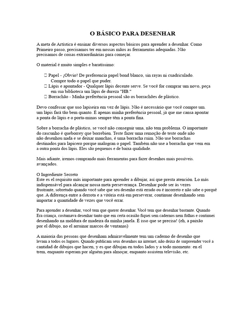 Aprenda a Desenhar: Ferramentas e Exercícios | PDF | Desenho | Papel