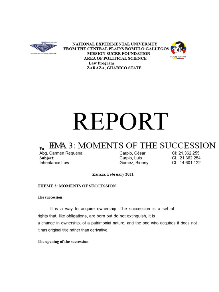 Inheritance Law: Succession Process Guide | PDF | Will And Testament ...