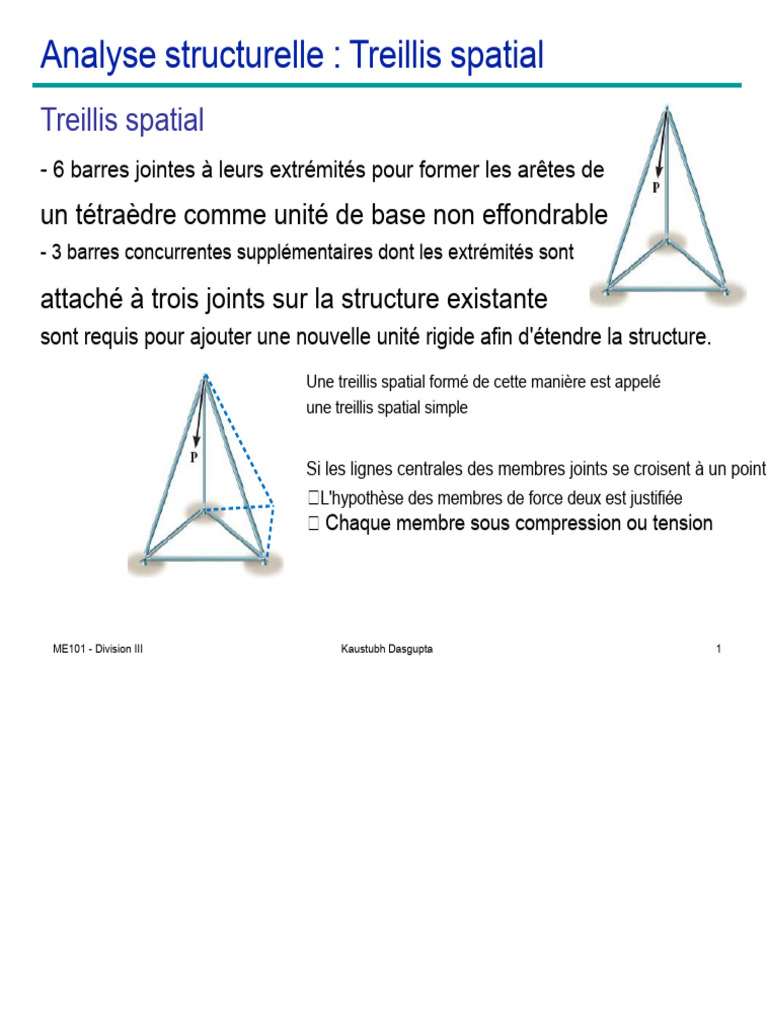 Analyse des Treillis Spatiaux et Méthodes | PDF | Treillis (assemblage ...