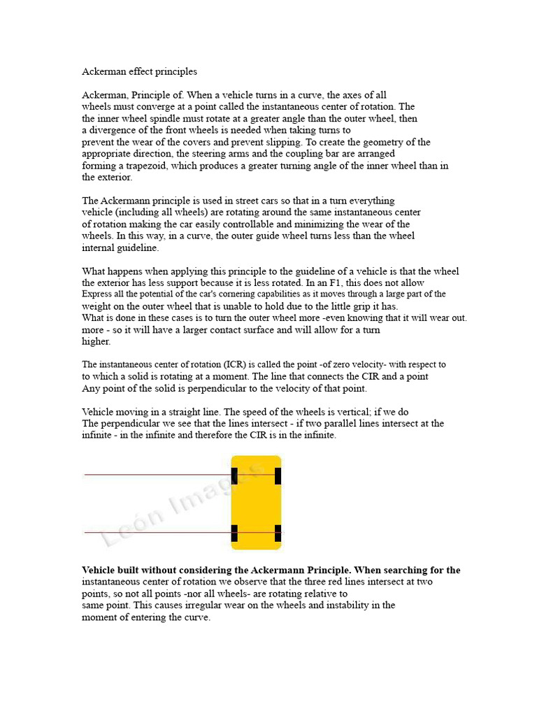 Ackermann Steering Principle Explained | PDF | Rotation | Wheel