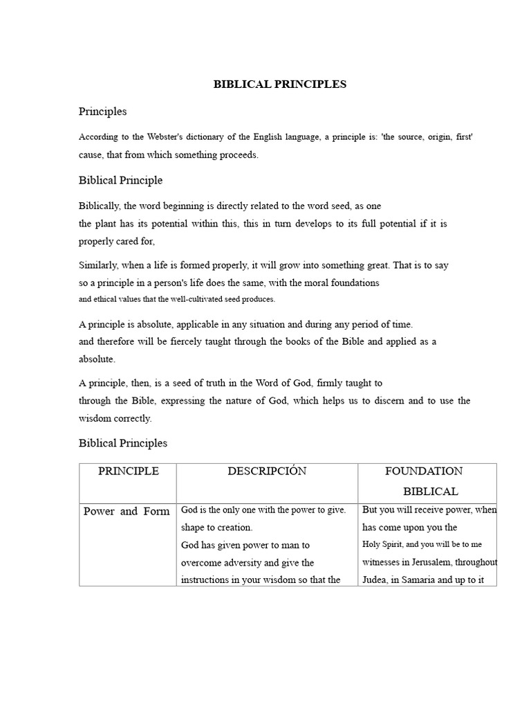 Understanding Biblical Principles | PDF | Bible | God