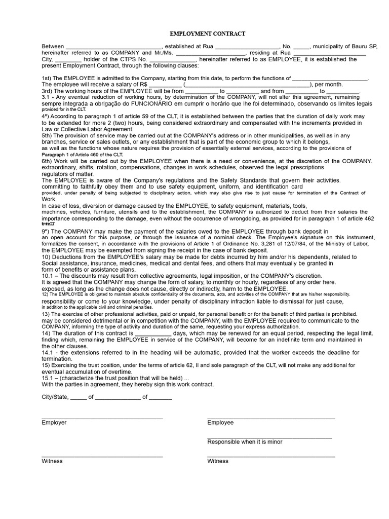 Employment Contract Template | PDF | Employment | Salary