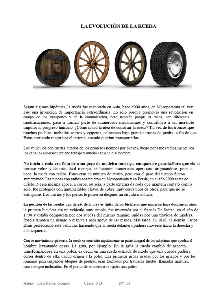 Historia y evolución de la rueda | PDF | Rueda | Hidráulica
