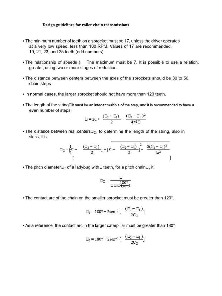 Design Guidelines for Roller Chain Transmissions | PDF