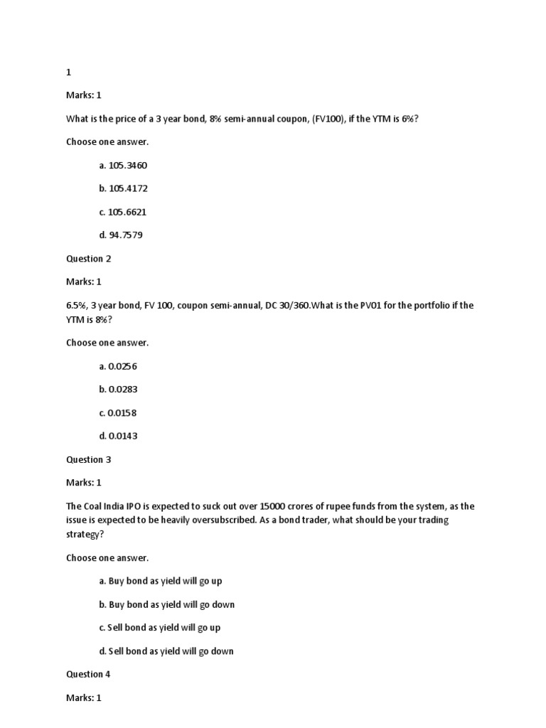 Bonds Quiz Bond Duration Bonds (Finance) Free 30day Trial Scribd