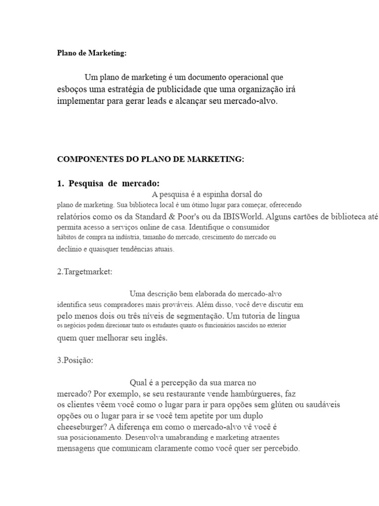 Estrutura de um Plano de Marketing Eficaz | PDF | McDonald's | Marketing