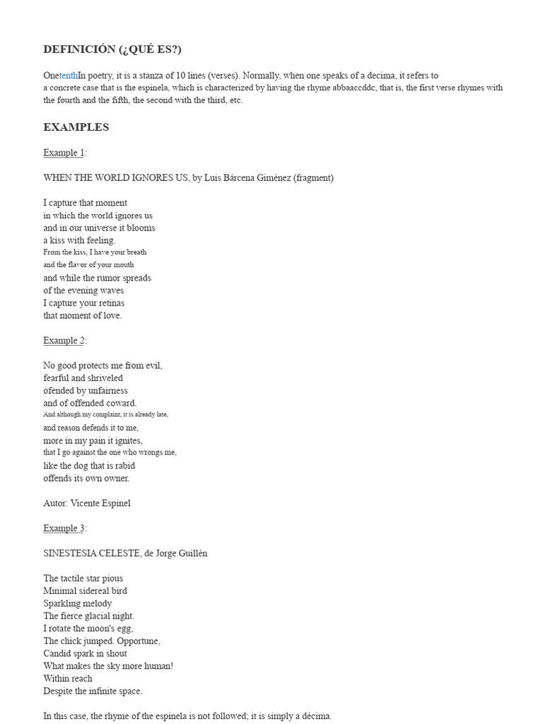 Understanding the Décima Poem Structure | PDF | Poetics | Poetry
